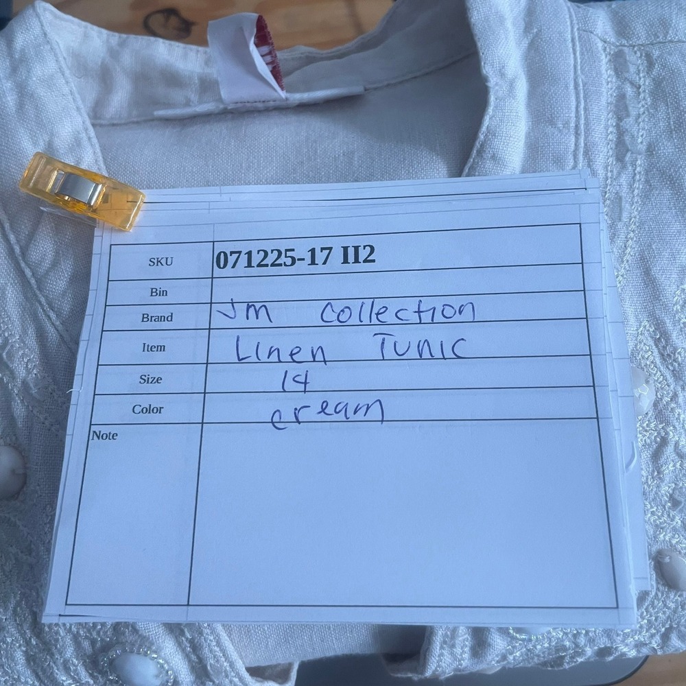 JM Collection Linen Tunic Cream 14 - Picture 10 of 13